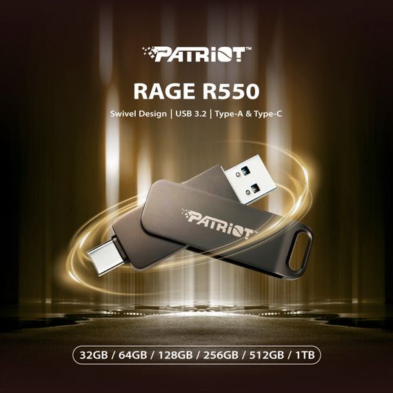USB флеш накопичувач Patriot 128GB Rage R550 Matte Black USB 3.2/Type-C (PE128GR550DSAD) | Зображення 4