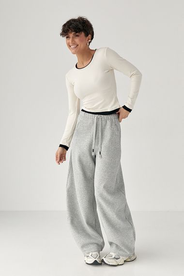 Жіночий двошаровий лонгслів - кремовий цвет, ONE SIZE (є розміри) | Зображення 2