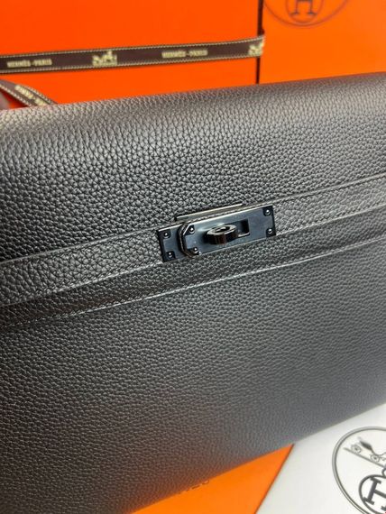 Сумка чорна Hermes Kelly Depeches 25 c887 | Зображення 1
