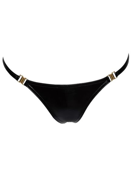 Трусики з мокрим ефектом Noir Handmade P008 Powerwetlook panty with gold clasp, L, на застібках sexstyle | Зображення 3