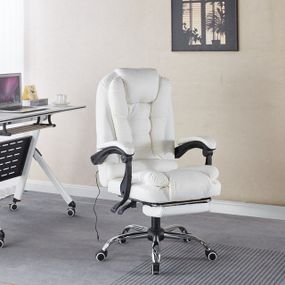 Крісло офісне з масажем та підставкою для ніг Bonro Бонро B-6071 біле (42412121)