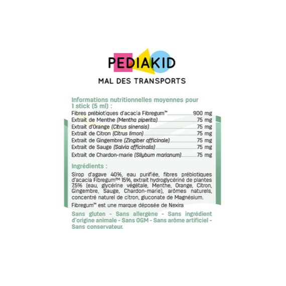 Комплекс для профилактики пищеварения у детей Pediakid Комплекс "Укачивание " Nausees-vomissements Mal Des Transports 125 ml + Mal Des Transports 10 х 5 ml Lemon | Зображення 2