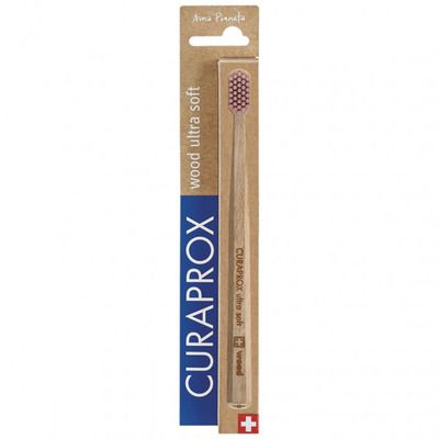 Зубна щітка дерев'яна Curaprox CS Wood P дерев'яна"ultrasoft", d 0,10 мм. Рожева | Зображення 1