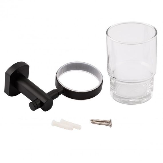 Склянка з тримачем Qtap Liberty настінний QTLIBBLM1158 Black | Зображення 3