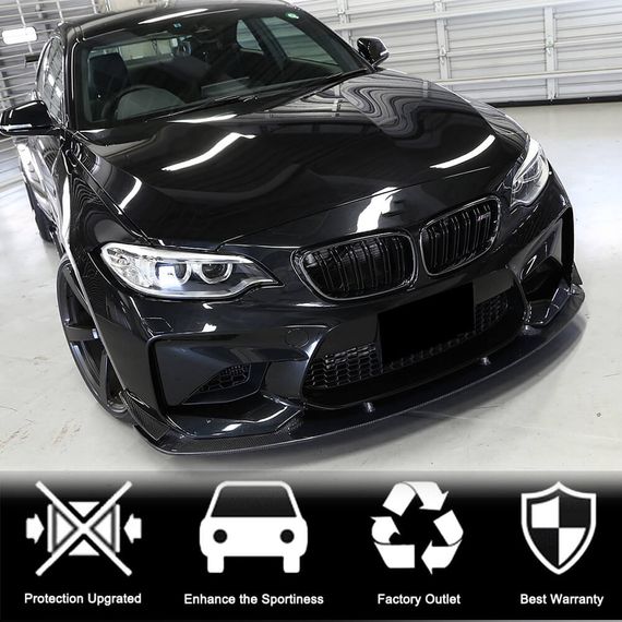 Накладка на передній бампер Lip V6 (для F87 M2, Карбон) для BMW 2 серія F22/23 2014-2021 рр | Зображення 1