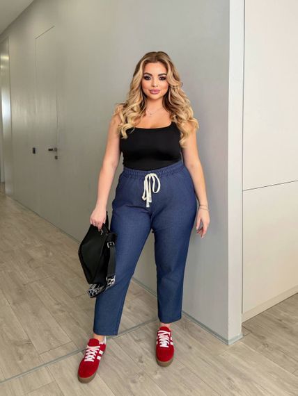 Женские джинсовые брюки укороченные BR1778 цвет синий, размер 56/58