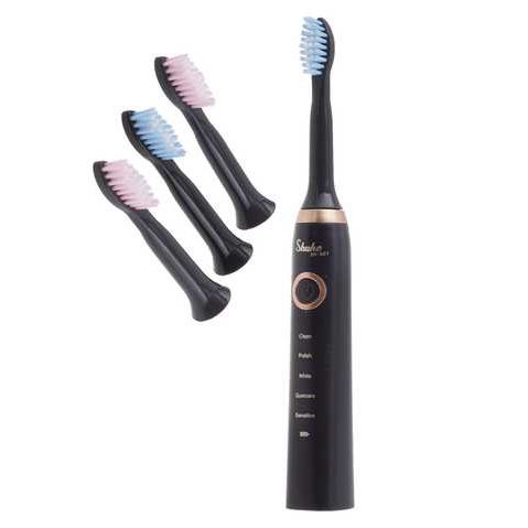 Електрична щітка Shuke SK-601 акумуляторна. Ультразвукова щітка для зубів + 3 насадки. Колір: чорний | Зображення 1