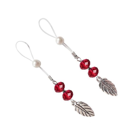 Сексуальні прикраси для сосків із листочком Nipple Jewelry Leaf, колір червоний | Зображення 1