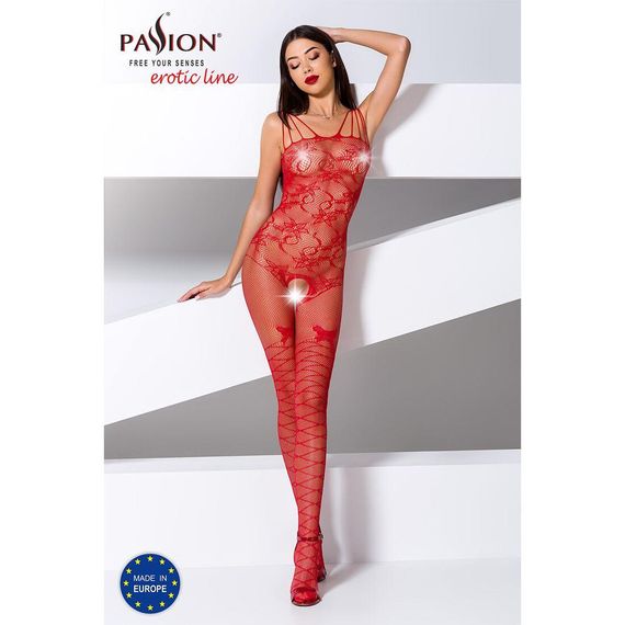 Ажурний бодістокінг з інтимними вирізами Passion BS076 red, One size | Зображення 1