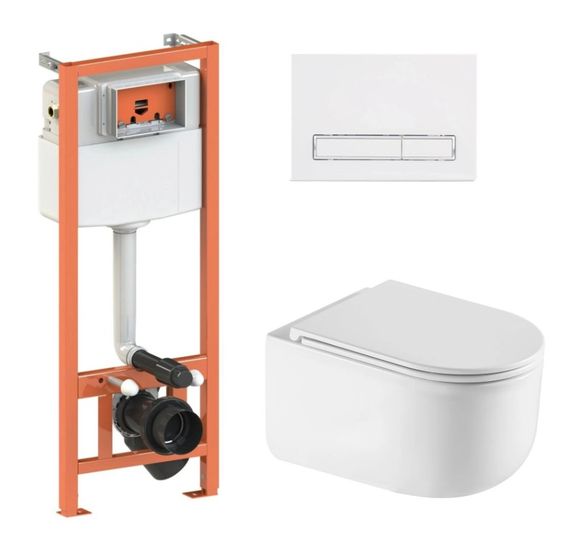 Набір Qtap Nest 4 в 1 підвісний унітаз Taurus Ultra Quiet 490x360x380 + комплект інсталяції QT2433084EUQW46149