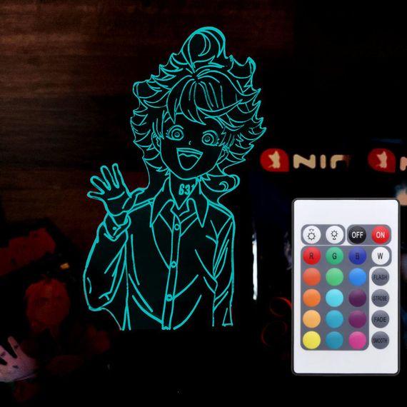 Акриловий світильник-нічник з пультом 16 кольорів Емма The Promised Neverland tty-n001771