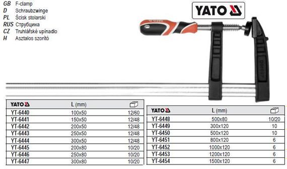 Струбцина L=300 мм h=50 мм YATO-6444