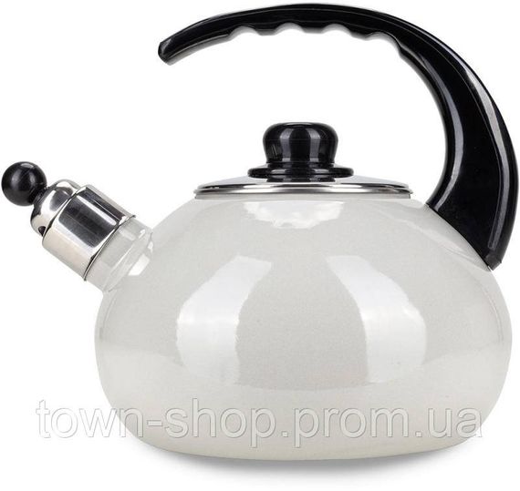 Чайник эмалированный Kamille "Boiling Water" 2.5л со свистком, бежевый глянец KM-1039B | Зображення 1