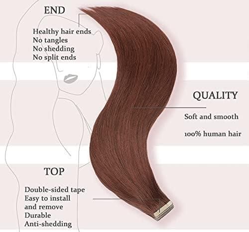 Накладні пасма натурального волосся Tape-In 50 см 50 г, Стрічкове нарощування, червоно-каштанові, 20 штук HotLulana | Зображення 3