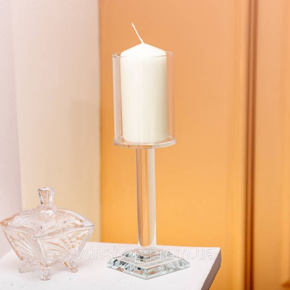 Підсвічник скляний на ніжці 6.5×23 см підсвічник келих декоративний прозорий HP-4-41M | Зображення 3