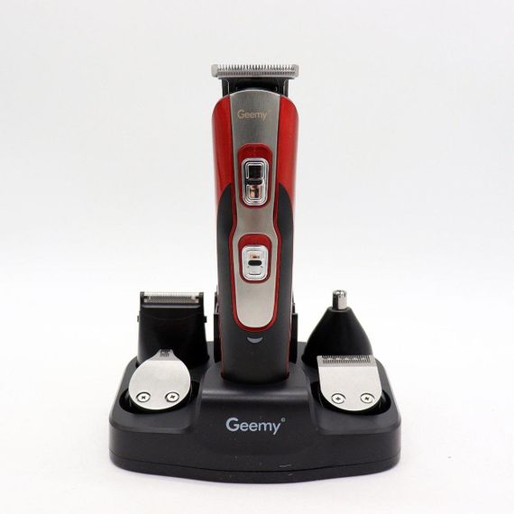 Аккумуляторная машинка для стрижки волос 10в1, Geemy GM 592, Красный / Профессиональный триммер с насадками | Зображення 2
