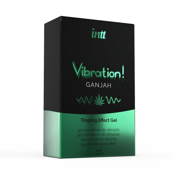 Жидкий вибратор Intt Vibration Ganjah (15 мл), густой гель, необычный вкус, действует до 30 минут sexstyle | Зображення 2