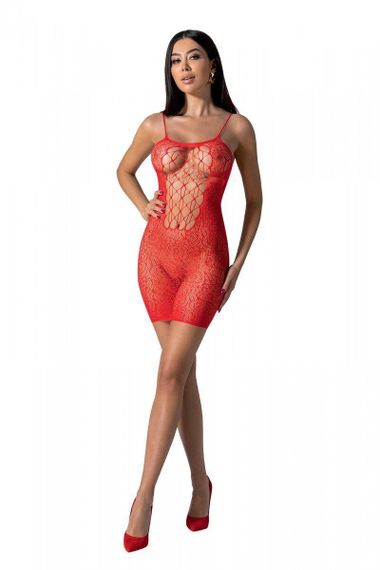 Ажурна мінісукня на тонких бретелях Passion BS096 One Size, red, плетіння на грудях Sex Aura | Зображення 1
