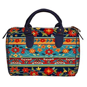 Сумка бочонок Barrel Разноцветные цветочные полосы 28x18x17 см (SB_15M075_TSI)