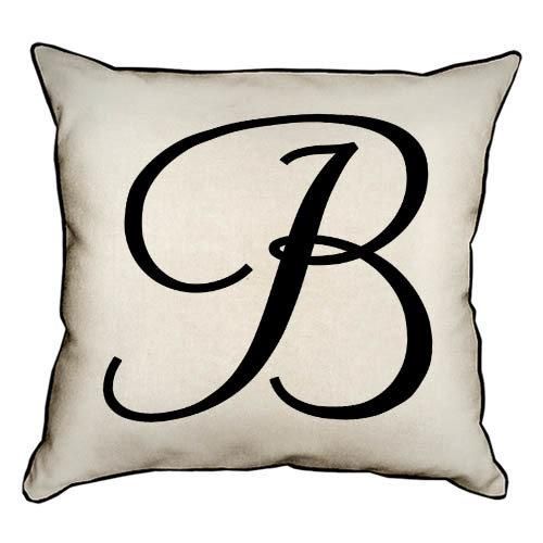 Подушка с мешковины Английская буква B 45x45 см (45PHB_ABC004_WH)