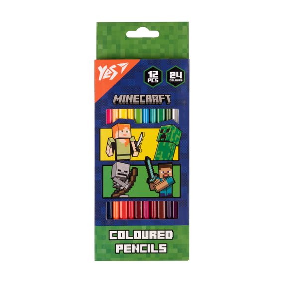 Набір кольорових олівців YES Minecraft Heroes 290744 24 кольори 12 шт