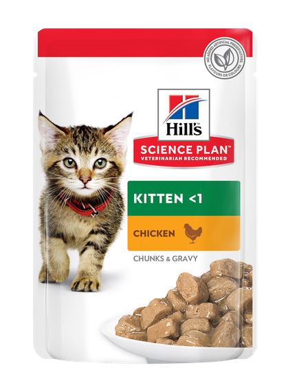 Hill's Science Plan Kitten Вологий корм для кошенят і кішок у період вагітності та лактації, з куркою та з океанічною рибою, пауч, 85г (6+6 шт) | Зображення 1