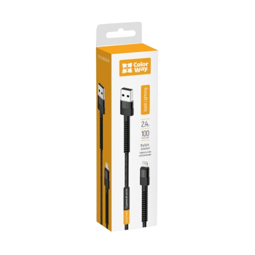 Кабель USB Lightning ColorWay CW-CBUL063-BK 2,4A 1м чорний | Зображення 1