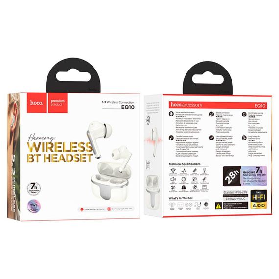 Бездротові навушники HOCO EQ10 Harmony true wireless BT headset Milky White | Зображення 5