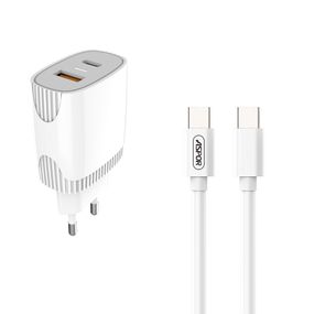 Мережевий зарядний пристрій Aspor A816 PD + QC Fast Charger 2в1 Type-C + Type-C-білий