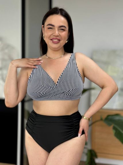 Роздільний купальник PLUS SIZE  в полоску з утяжкою | Зображення 3