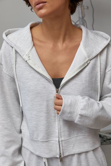 Вільний спортивний костюм із худі та прямими штанами - світло-сірий цвет, S (є розміри) | Зображення 3