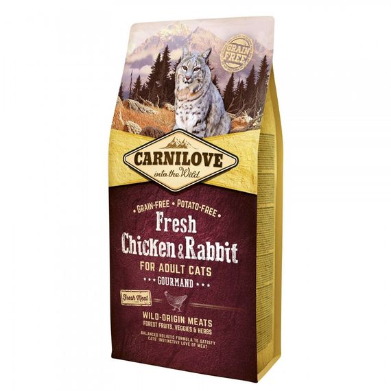 Корм сухий Carnilove Fresh Chicken and Rabbit for Adult cats для дорослих котів з куркою та кроликом 6 кг
