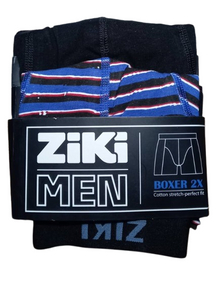 Набор мужских трусов боксеров ZIKI MEN 2 шт в наборе, размер ХS, черный, синяя полоска