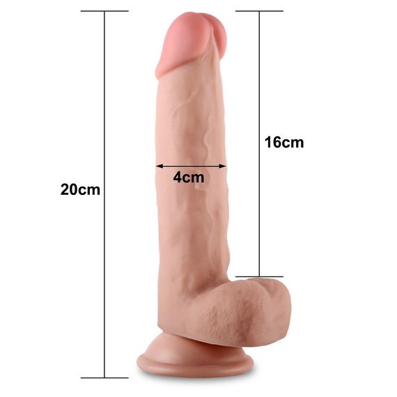 Реалістичний фалоімітатор 8'' Sliding Skin Dual Layer Dong - Whole Testicl Sex Aura | Зображення 1