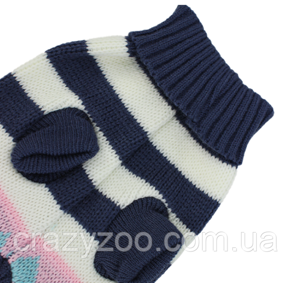 Свитер для собак и котов EcoToys Stripe S розовый бело-синяя полоска A: 20 см B: 28 см C: 18 см S-7031 | Зображення 4