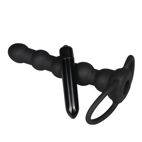 Насадка для двойного проникновения - Anal Indulgence Collection Vibrating Rock Balled Double Prober Sex Aura | Зображення 4