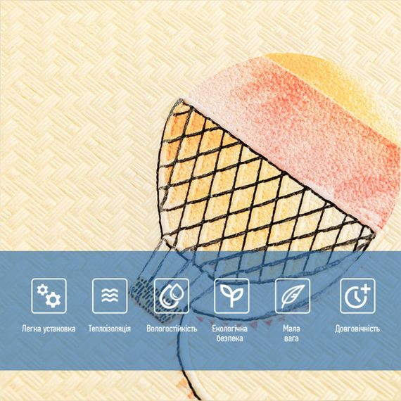 Панель стінова 3D 700*700*4mm повітряні кулі рогожка (D) SW-00001973 | Зображення 3