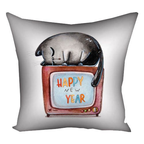 Подушка габардинова з принтом Happy New Year 40x40 (4P_23NY007)