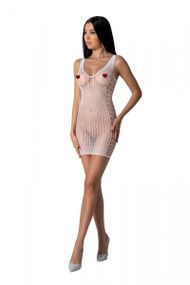 Мини-платье с вертикальным узором Passion BS097 One Size, white, плетение по бокам Sex Aura