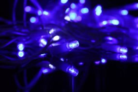 Гірлянда вулична Curtain штора 3х3м, 200 LED синя та білий флеш, чорний провід