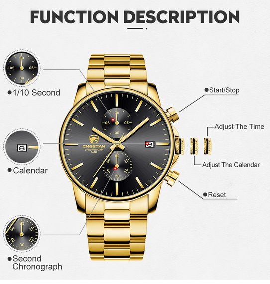 Наручные мужские часы Cheetah Mars Gold | Зображення 4
