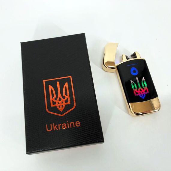Дугова електроімпульсна запальничка із USB-зарядкою Україна LIGHTER HL-439. ZS-712 Колір: золотий | Зображення 3