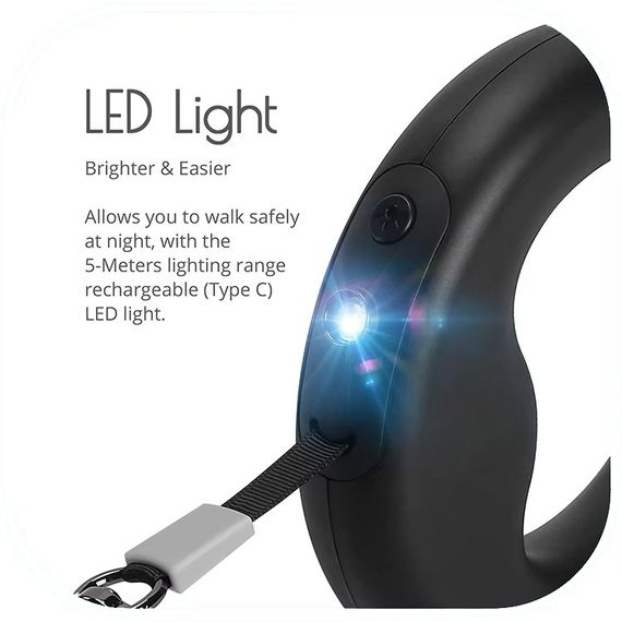Собачий повідець SKEPPY з кільцем з LED підсвічуванням · Автоматичний висувний повідець – рулетка для вихованця 3 метра | Зображення 2