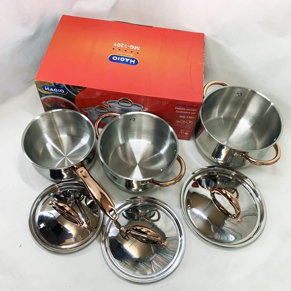 Якісний набір каструль, Набір посуду для будь-яких плит каструль з комплектом кришок NG-49 | Зображення 9