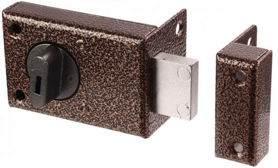 Замок накладной цилиндровый Мотор Сич ЗН1-114-6, 1 ригель, Backset 60 мм, медный цвет | Зображення 3