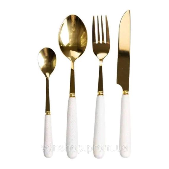 Набор столовых приборов на подставке 24 предмета столовый набор на 6 персон Белый HP-20-49 | Зображення 6