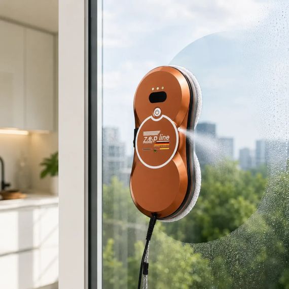 Робот для миття вікон, 90 Вт, з авторозпиленням та пультом, Zepline ZP-00375, Помаранчевий / Мийник вікон / робот для скла | Зображення 2