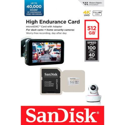 Карта памяти SanDisk 512GB microSDXC High Endurance UHS-I U3 V30 + SD adapter (SDSQQNR-512G-GN6IA) | Зображення 2