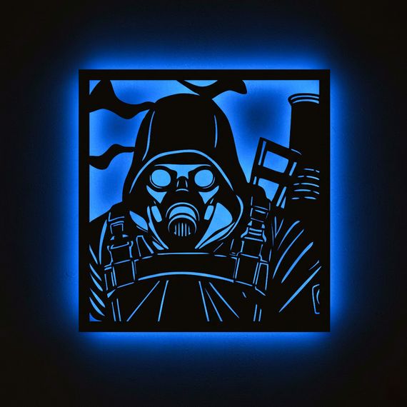 Панно декоративне картина на стіну Сталкер персонаж LED підсвітка 16 кольорів телефон 380х400 acr-p000275 | Зображення 2