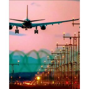 Алмазная мозаика "Посадка самолета" HEG86030 30х40 см